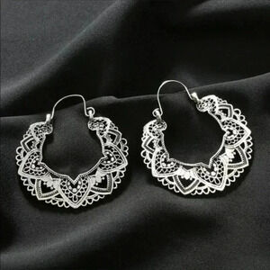 Silver Filigree Fashion Hoop Earrings NWT